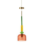 Paris Prix Lampe Suspension en Verre  Fiona  160cm Rouge