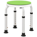 HOMCOM Tabouret de douche siège de douche - hauteur réglable, pivotant 360° - alu PP blanc vert