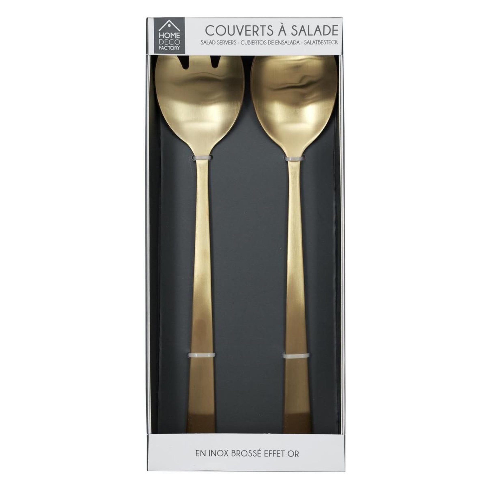 Voir la diapositive 2 : The Home Deco Factory Couverts à Salade Inox  Sonat  21cm Or