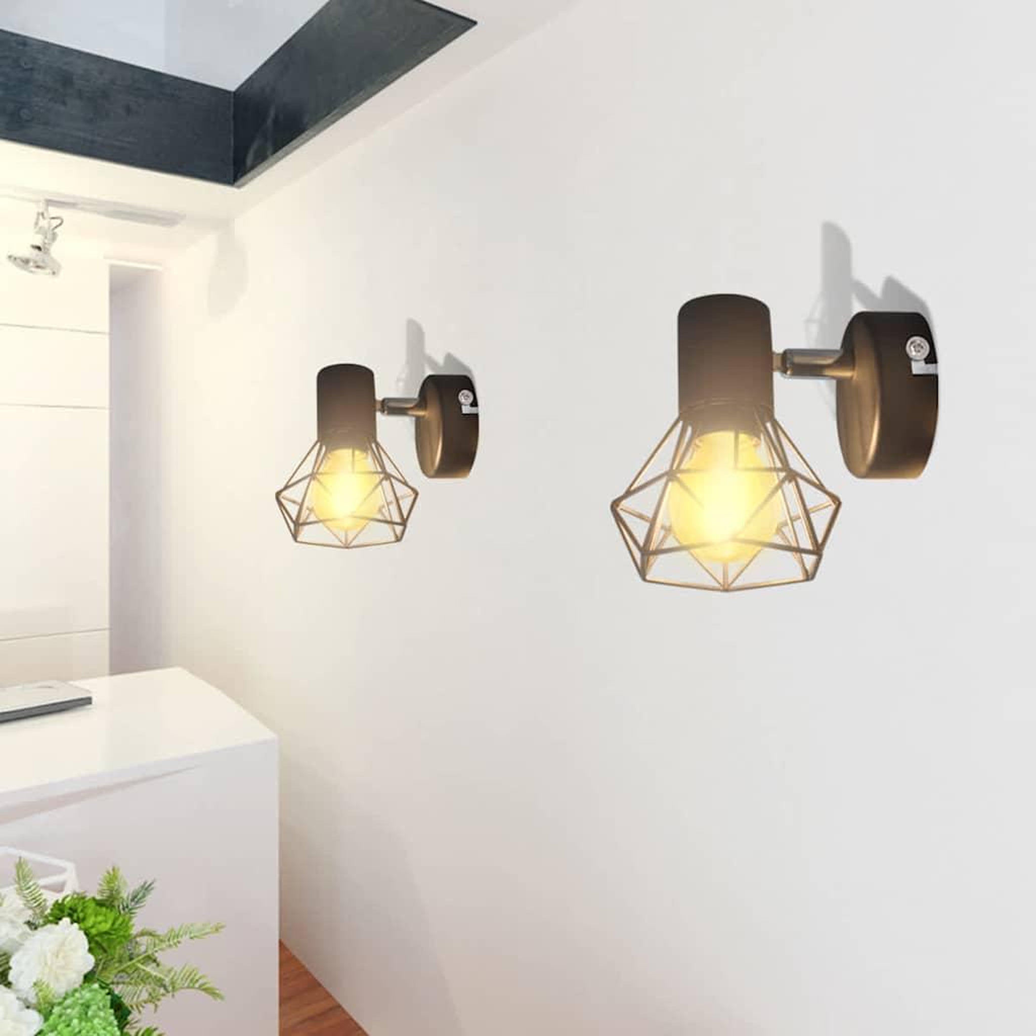 Voir la diapositive 1 : VIDAXL Applique murale 2 pcs style industriel noir avec ampoule LED