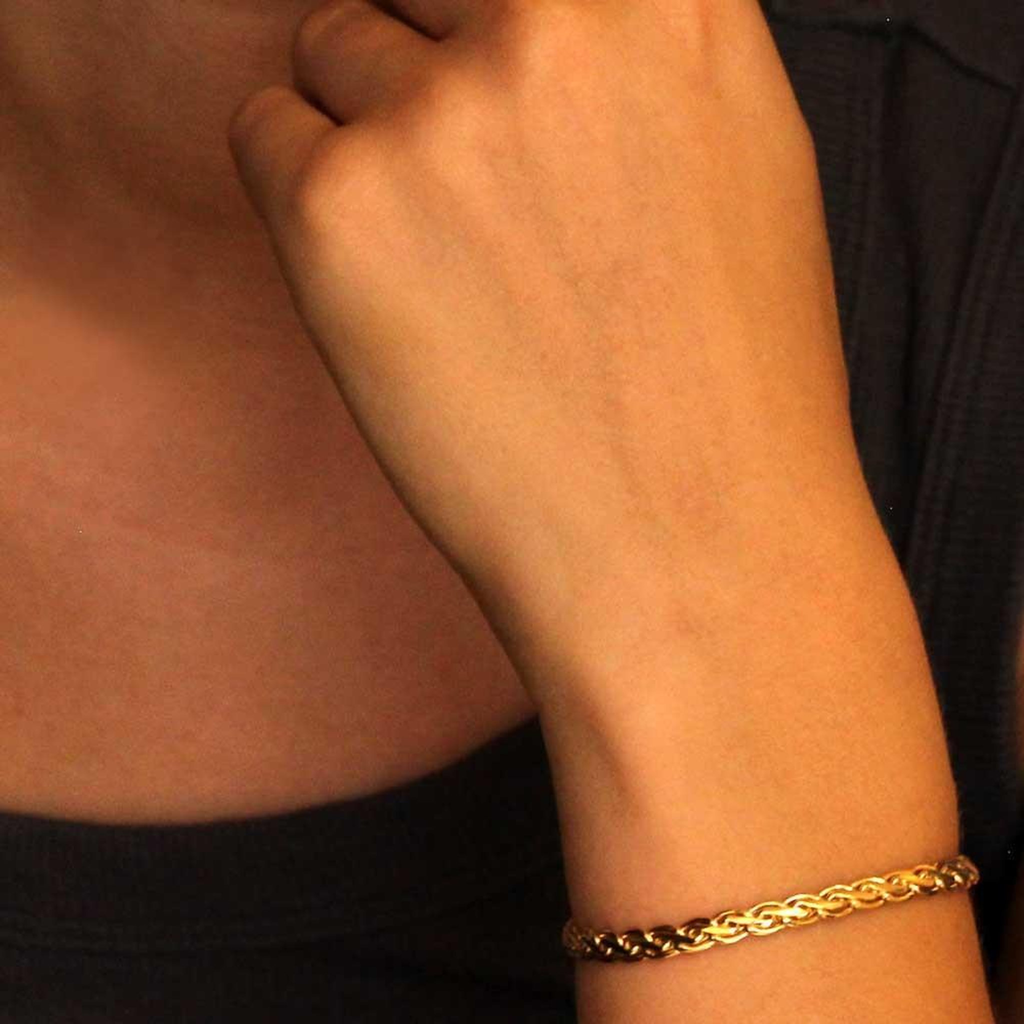 Voir la diapositive 2 : L'ATELIER D'AZUR Bracelet Or Jaune Maille Palmier  Plate  - Femme
