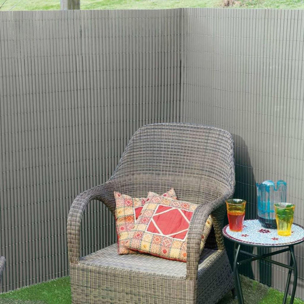 NATURE Nature Ecran de jardin a double face PVC 1x3 m Gris