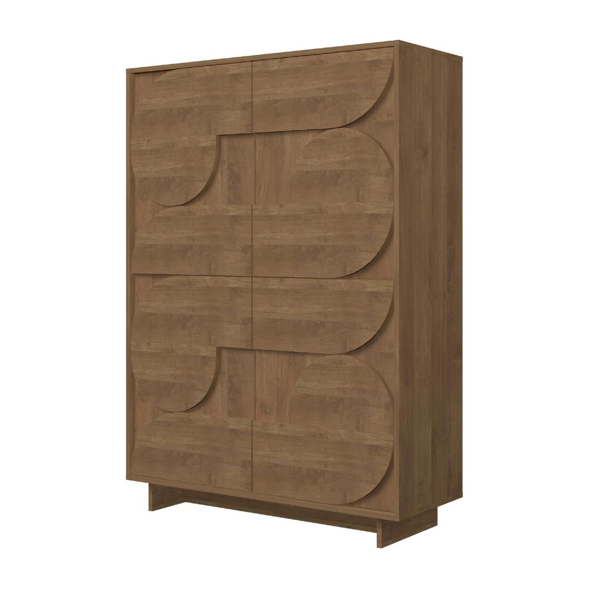 JLC KREATION Buffet haut design effet noyer portes motifs ronds 105cm zaz