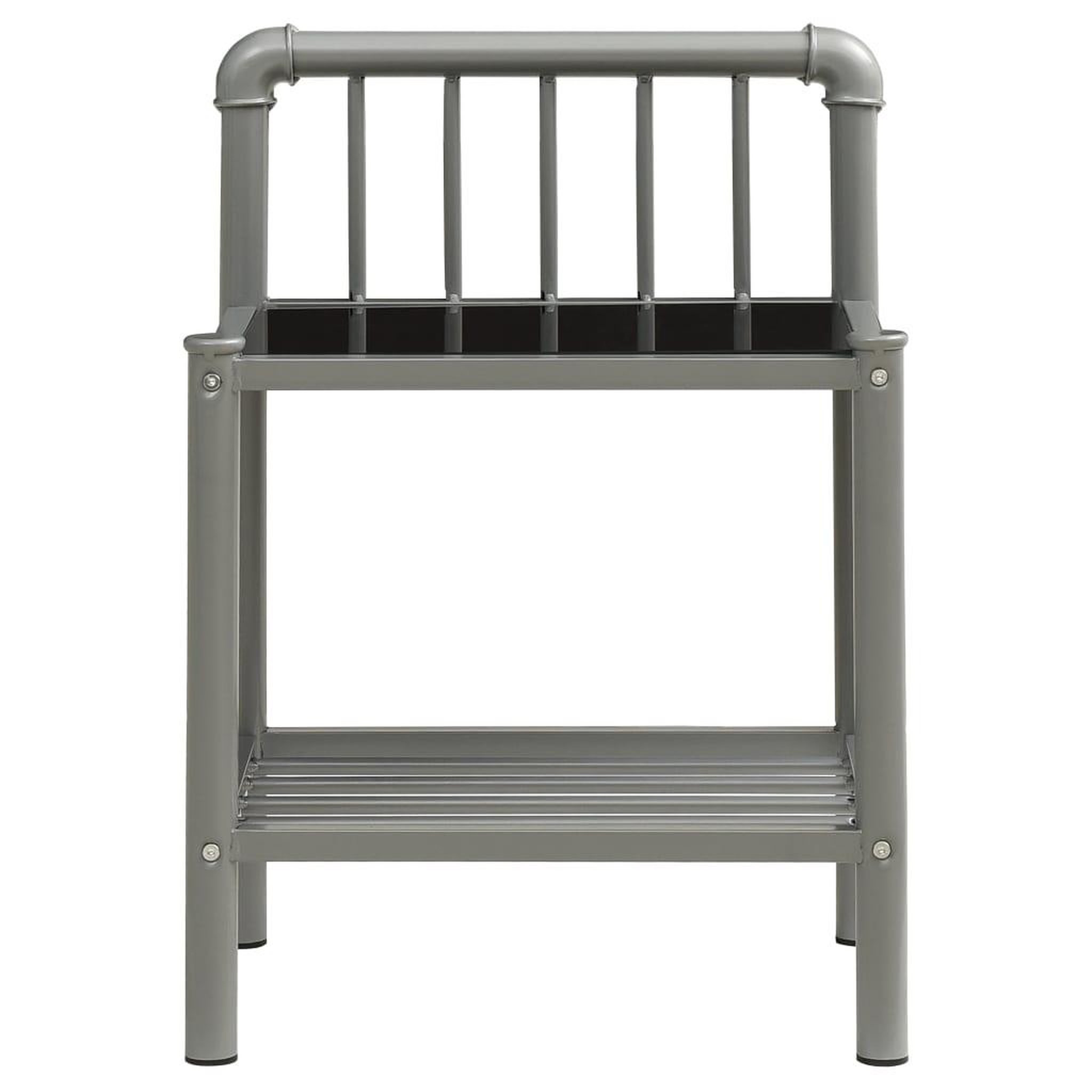 Voir la diapositive 3 : VIDAXL Table de chevet Gris et noir 45x34,5x62,5 cm Metal et verre