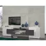 Meuble TV CHIC L241cm, coloris blanc-marbre