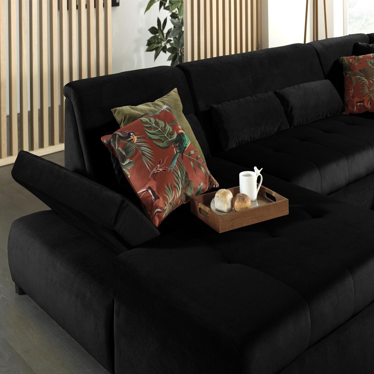 LISA DESIGN Vermont - canapé panoramique d'angle droit - 7 places - xxl - en velours