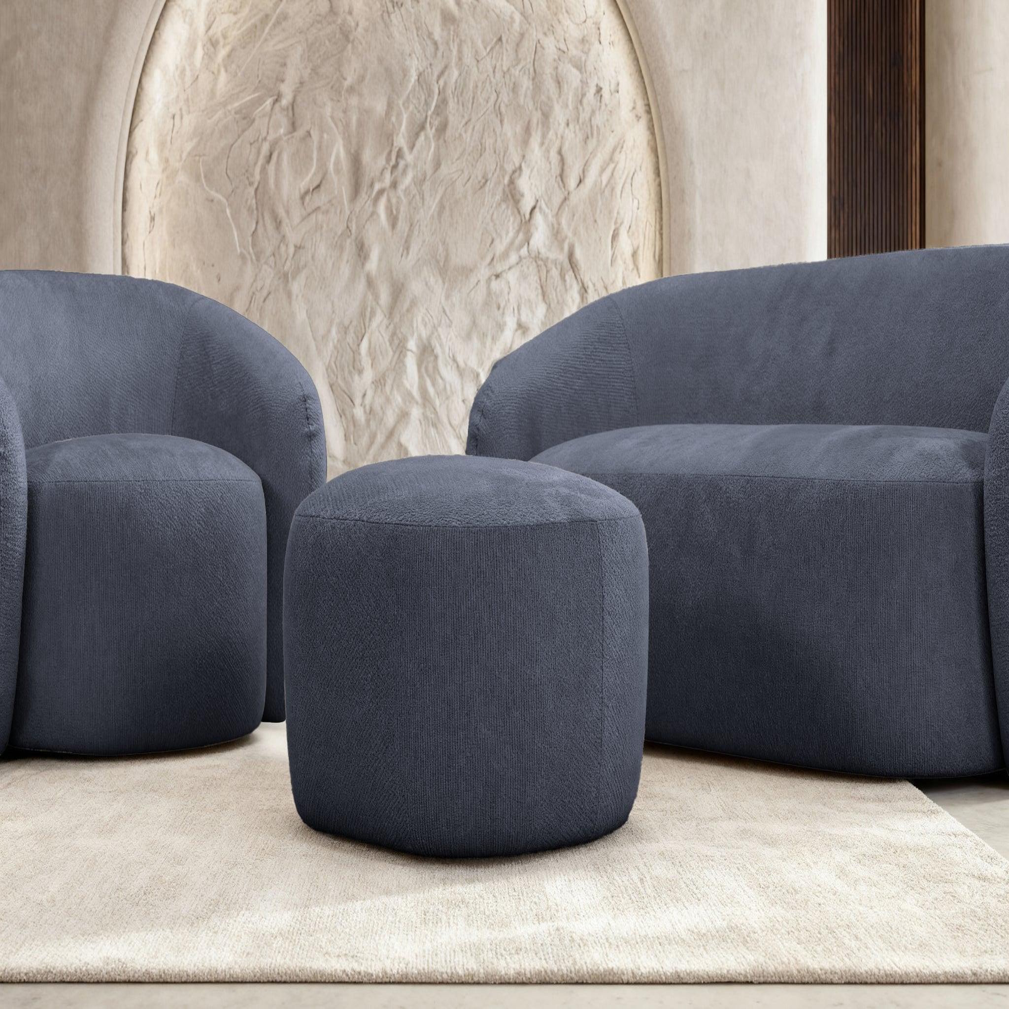 Voir la diapositive 4 : CASANOVA PARIS Aurelie - pack canapé droit 2 places + fauteuil + pouf tissu