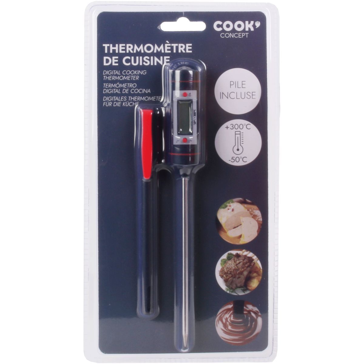 Thermomètre de cuisine digital noir et rouge
