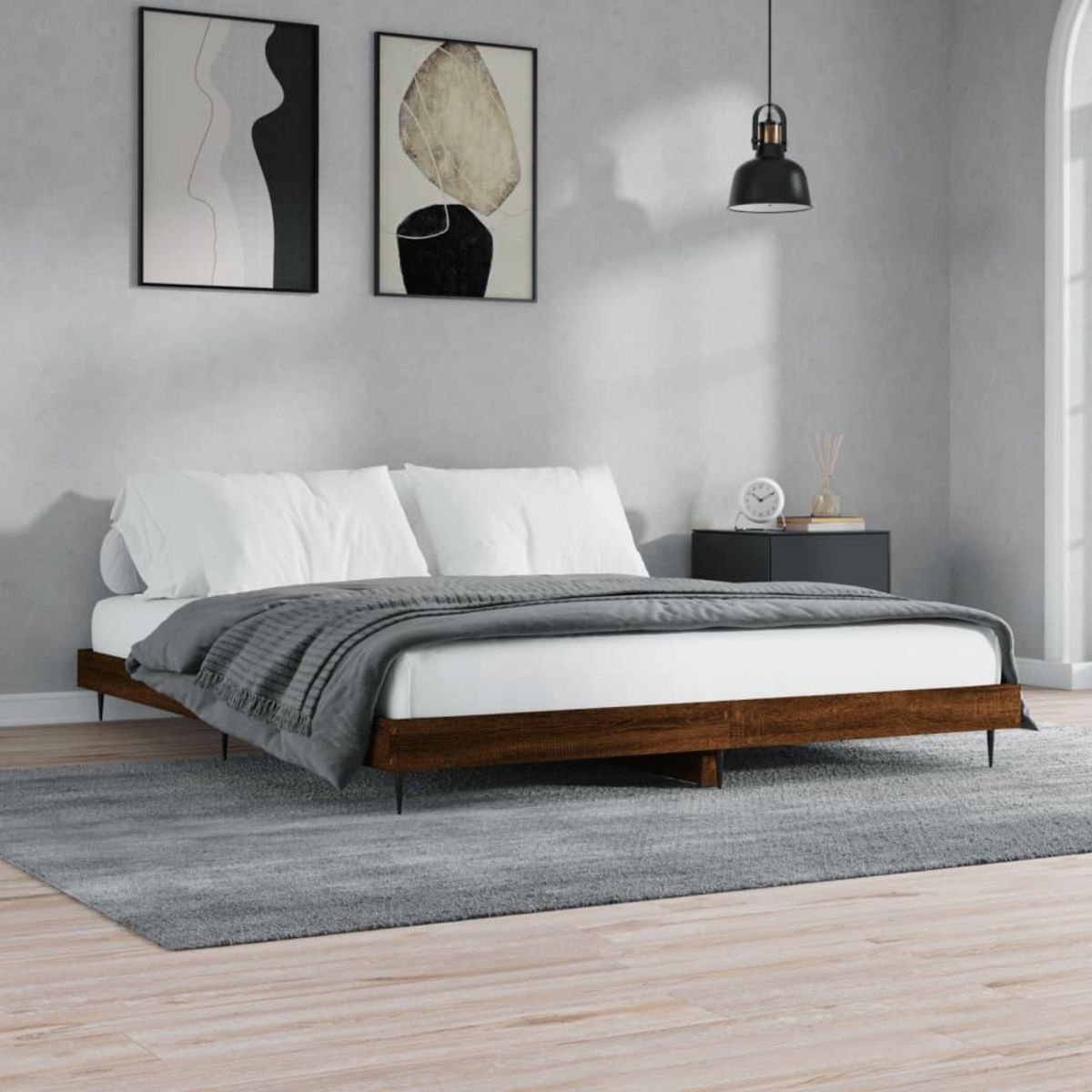 VIDAXL Cadre de lit sans matelas chene marron 200x200 cm