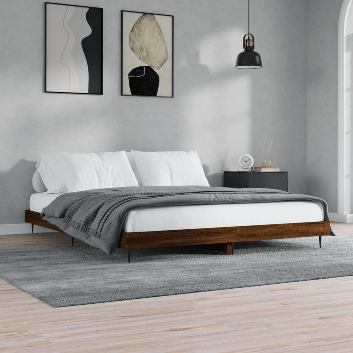 VIDAXL Cadre de lit sans matelas chene marron 200x200 cm