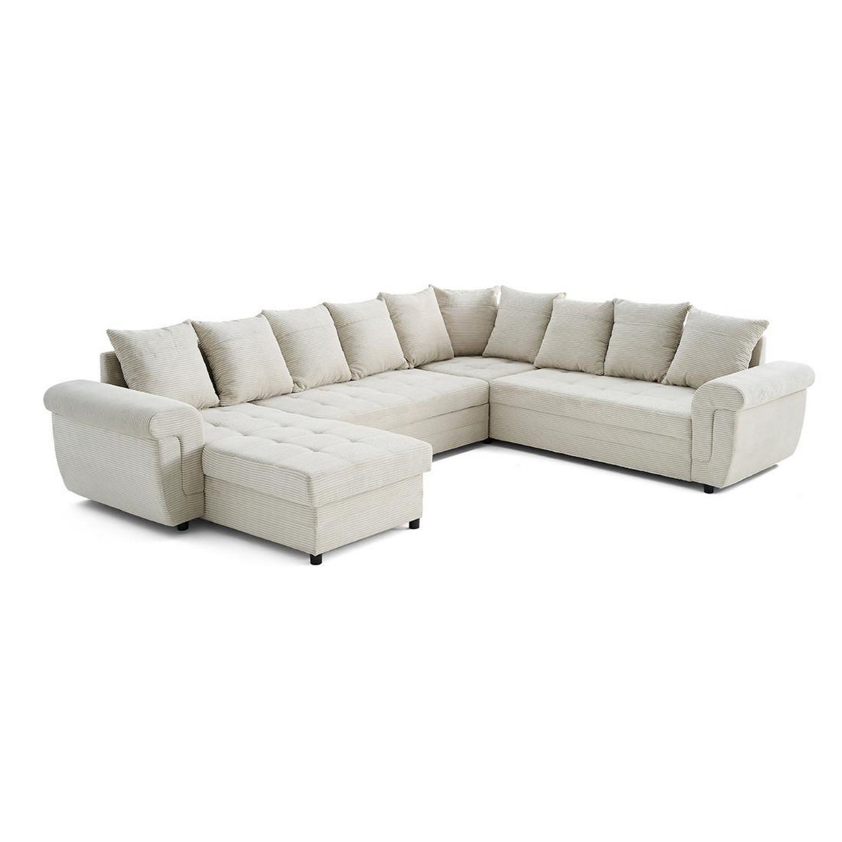 BEST MOBILIER Henry - canapé panoramique convertible - avec coffre - en velours côtelé - 7 places