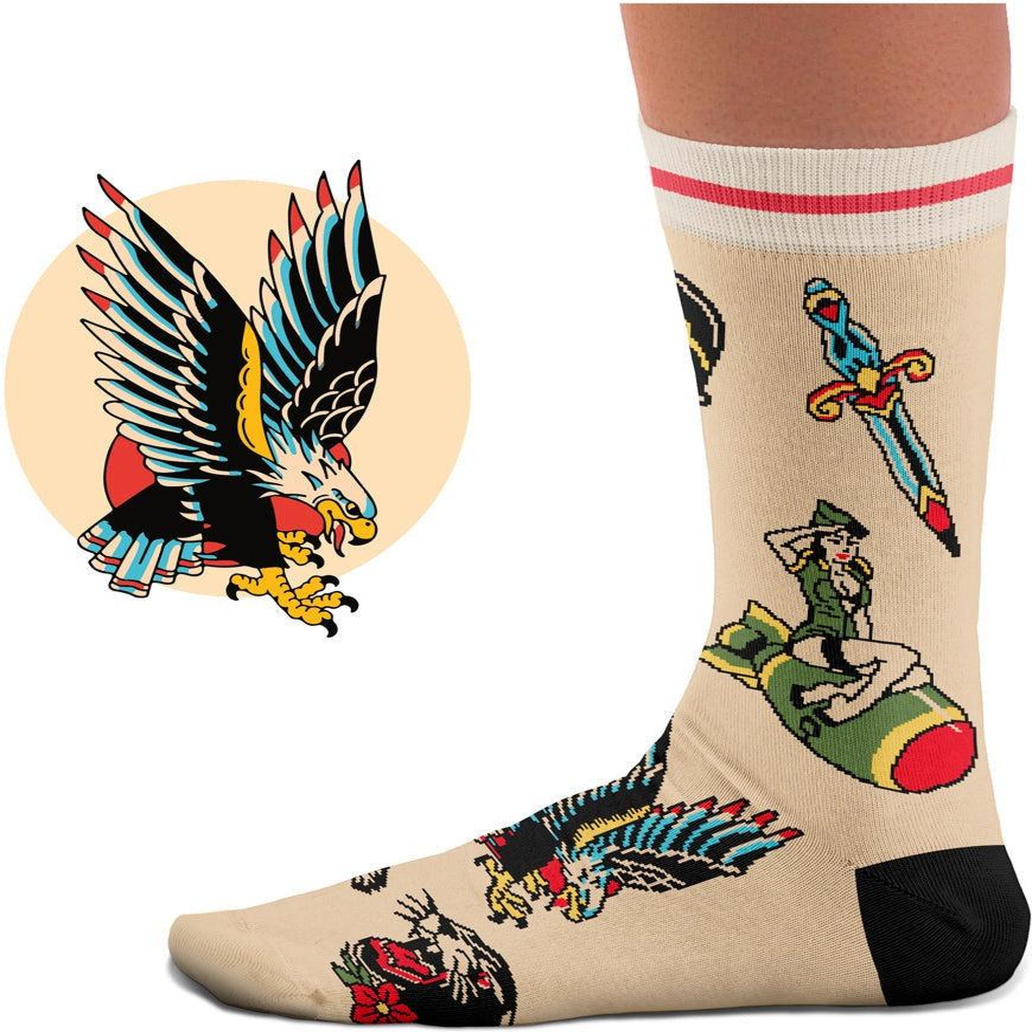 Voir la diapositive 3 : SOCK AFFAIRS Chaussettes tatouage symboles américains