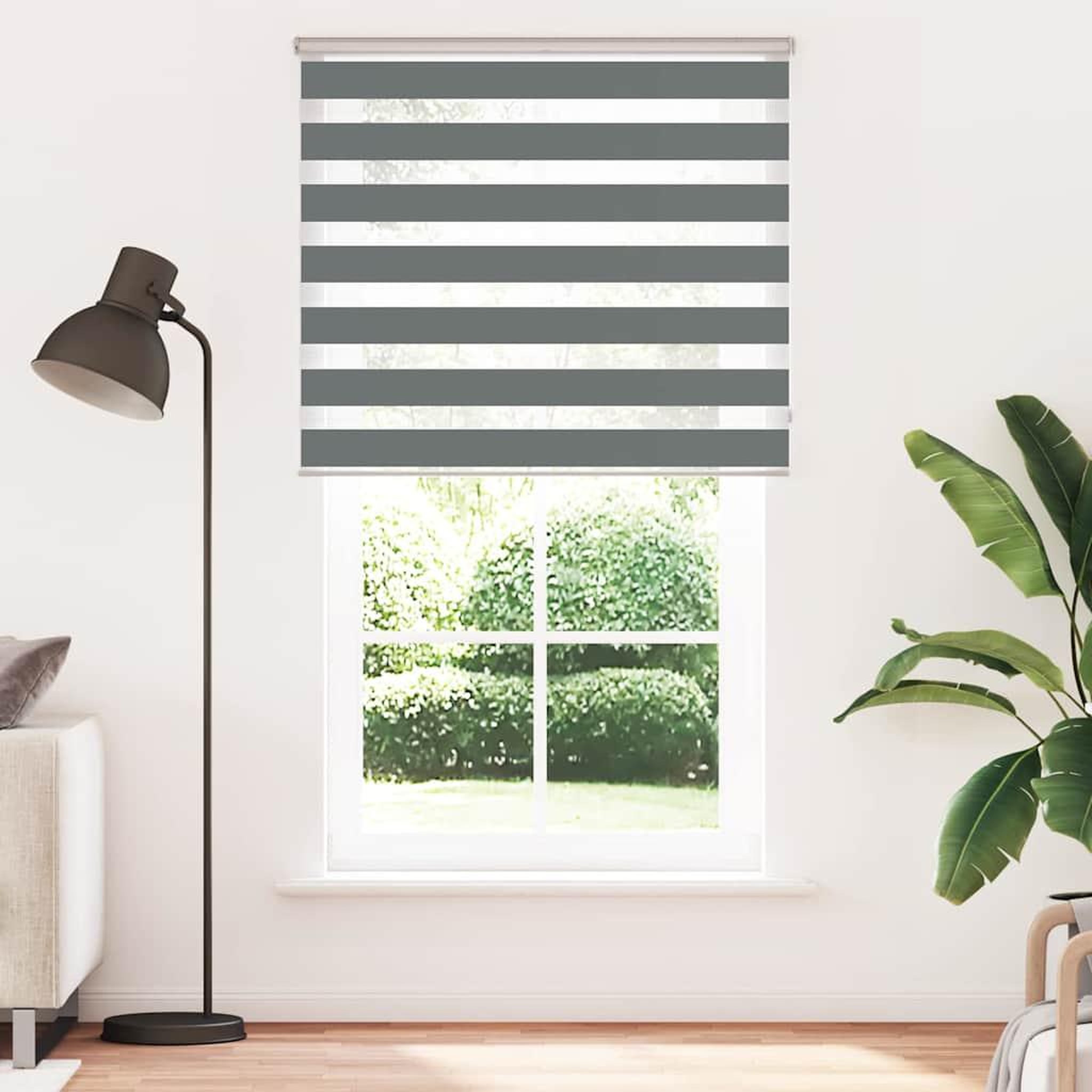Voir la diapositive 2 : VIDAXL Store zebre gris fonce largeur du tissu 130,9 cm polyester