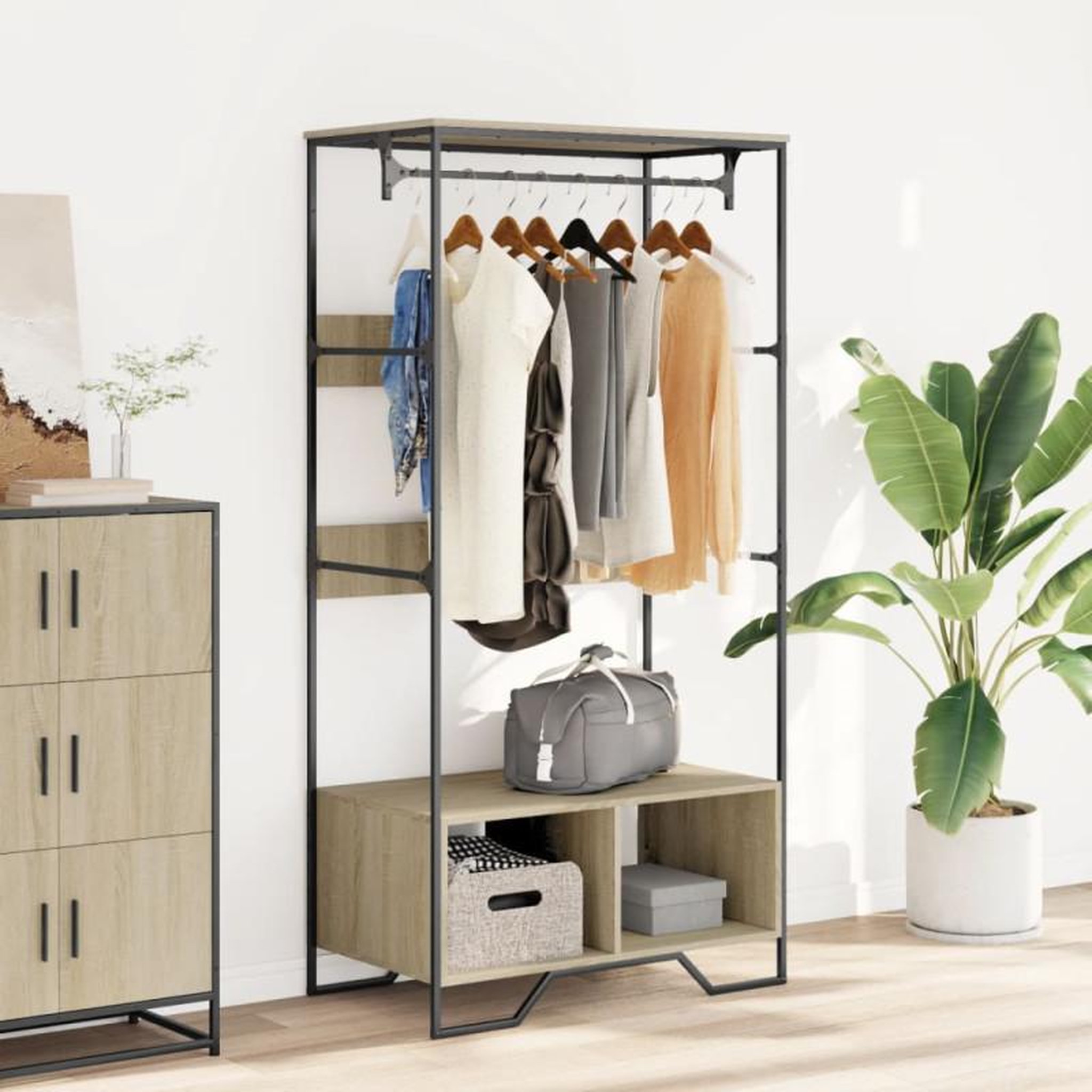 Voir la diapositive 3 : VIDAXL Armoire chêne sonoma 90x50x180 cm bois d ingénierie