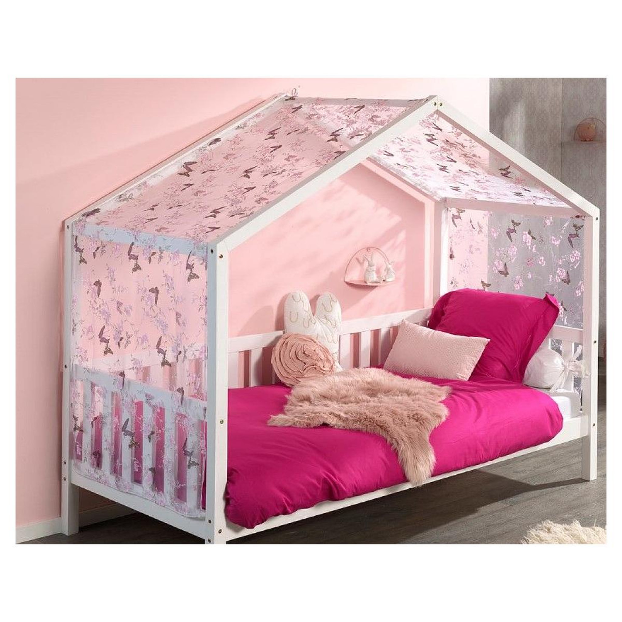 Voir la diapositive 5 : Paris Prix Pack - lit enfant, barrière, tiroir & voile  dallas ii  90x200cm blanc