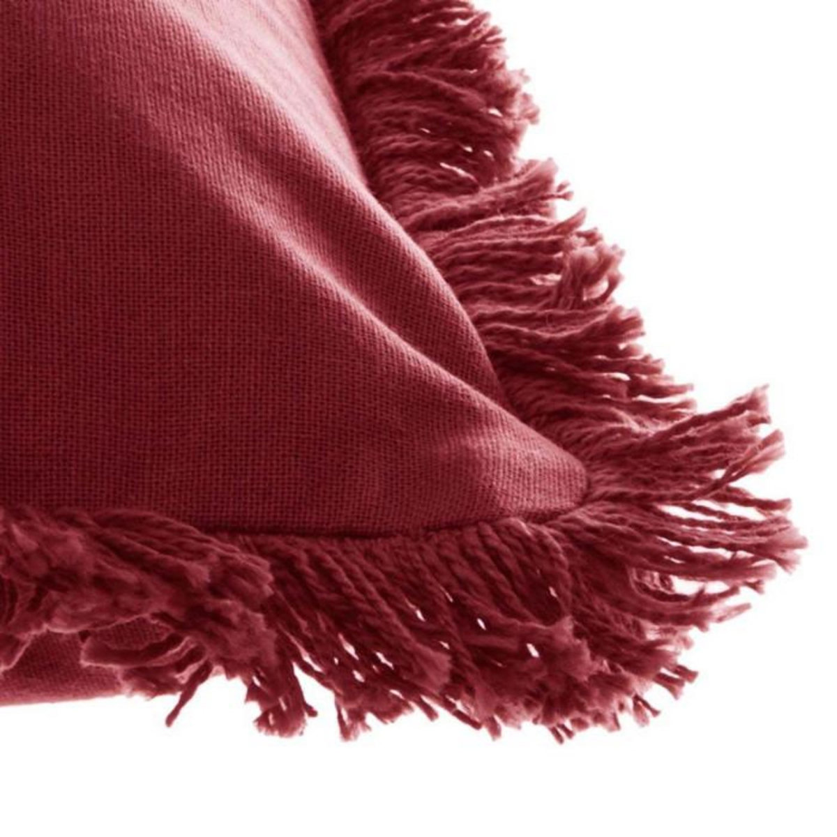 ATMOSPHERA Coussin Déhoussable Franges  Fringe  30x50cm Rouge