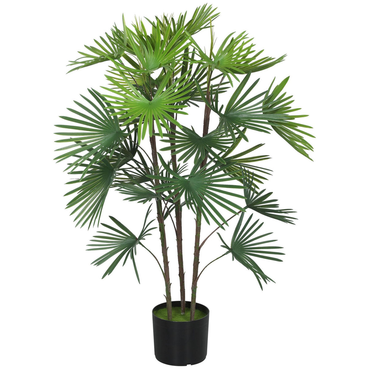 HOMCOM Palmier artificiel - plante artificielle H.90cm - 3 pieds 24 feuilles grand réalisme - pot inclus
