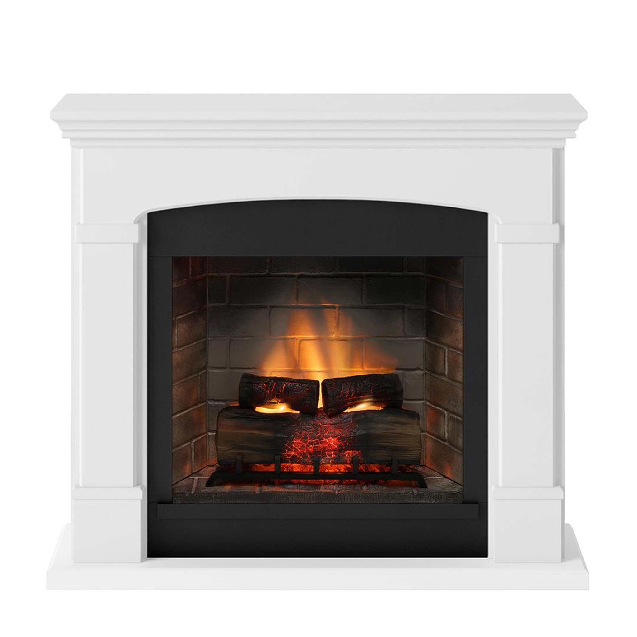 CENTRALE BRICO Cheminée électrique connectée 1400W - HELMI Powerflame 2 - effets flammes 3D et crépitement - Blanc