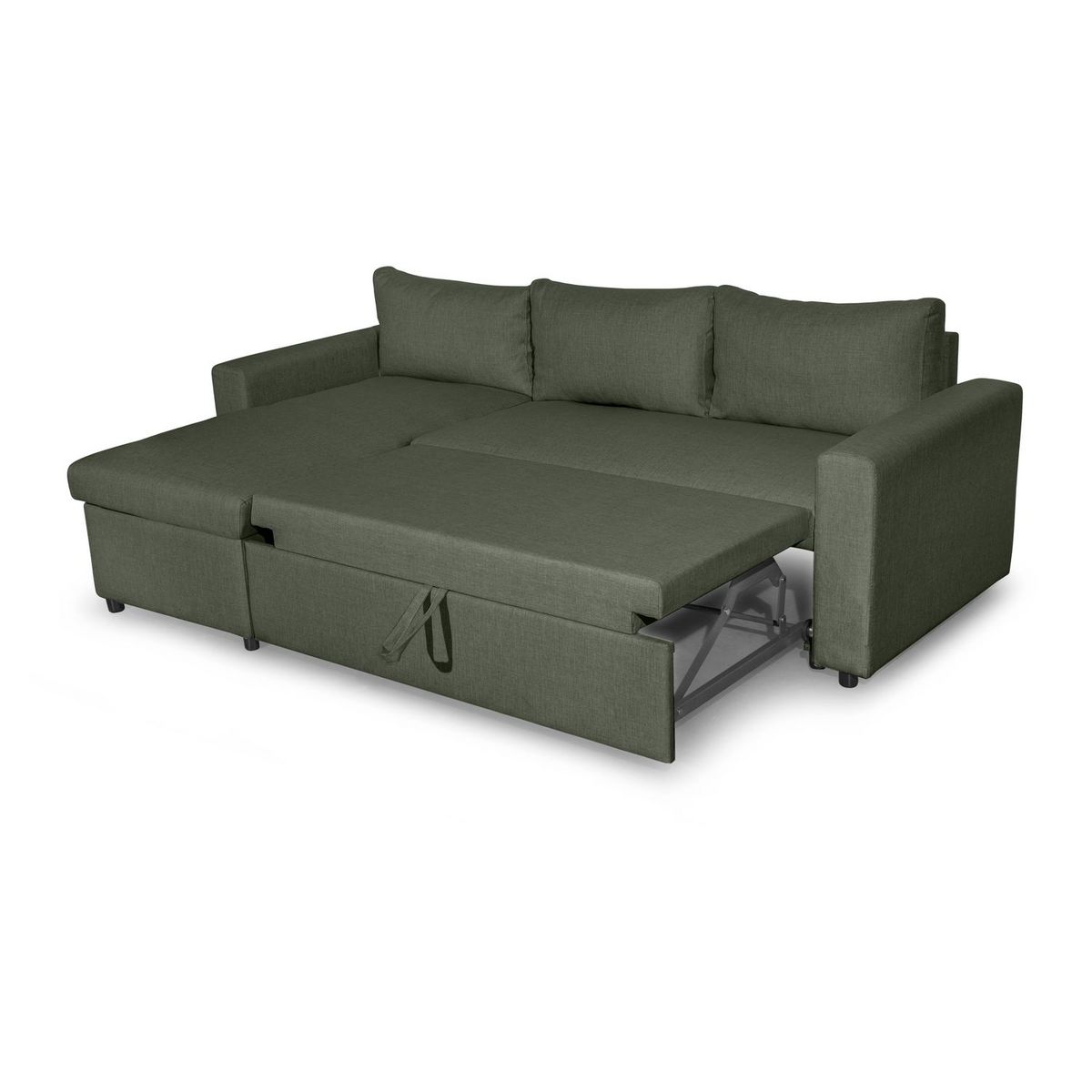 Canapé d'angle réversible convertible avec coffre en tissu ou velours GERALDINE 