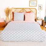COTE DECO Housse de couette 200x200 VOLEA + 2 taies 100% coton adouci 57 fils/cm2