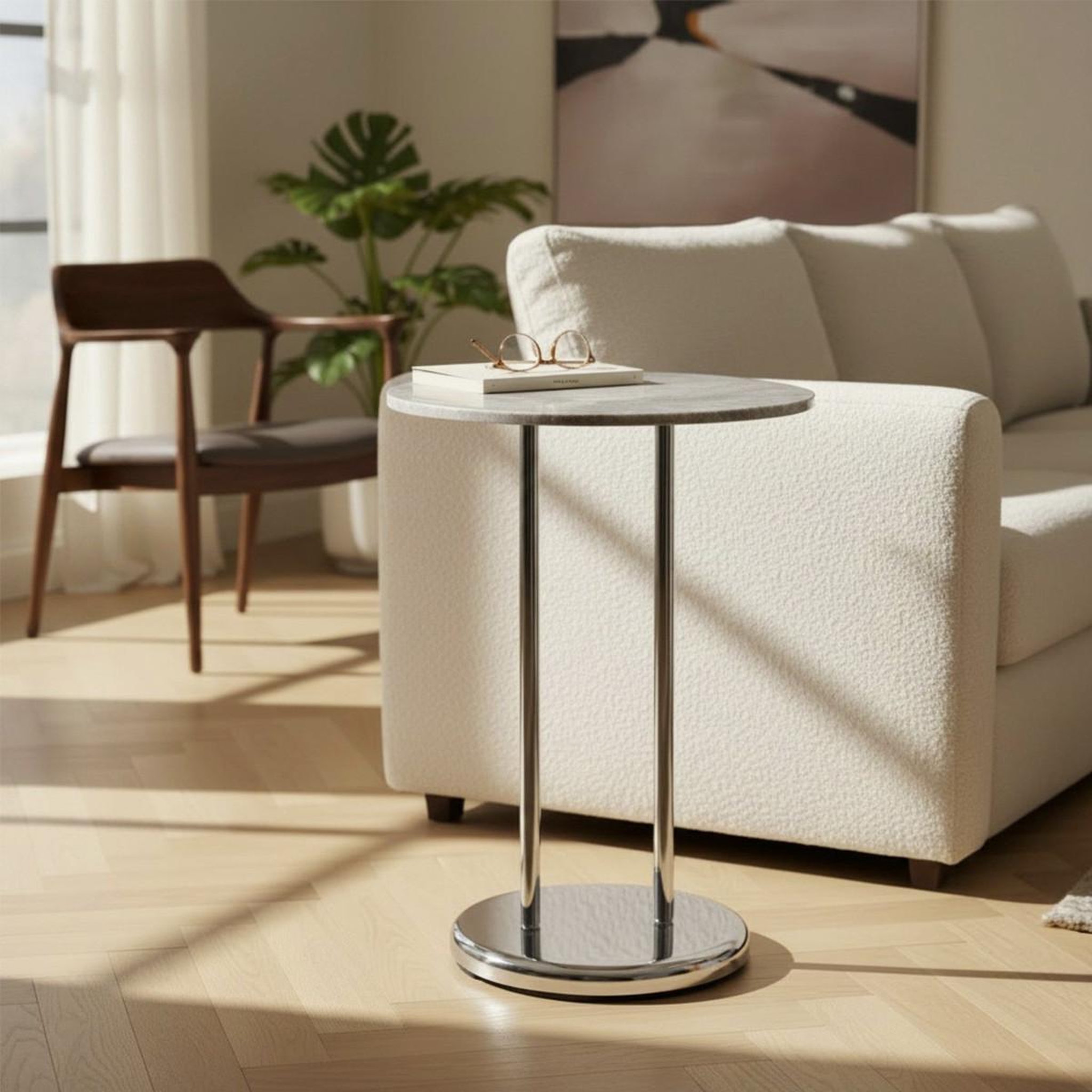 Voir la diapositive 2 : Paris Prix Table d'appoint ronde effet béton  miguel  55cm gris