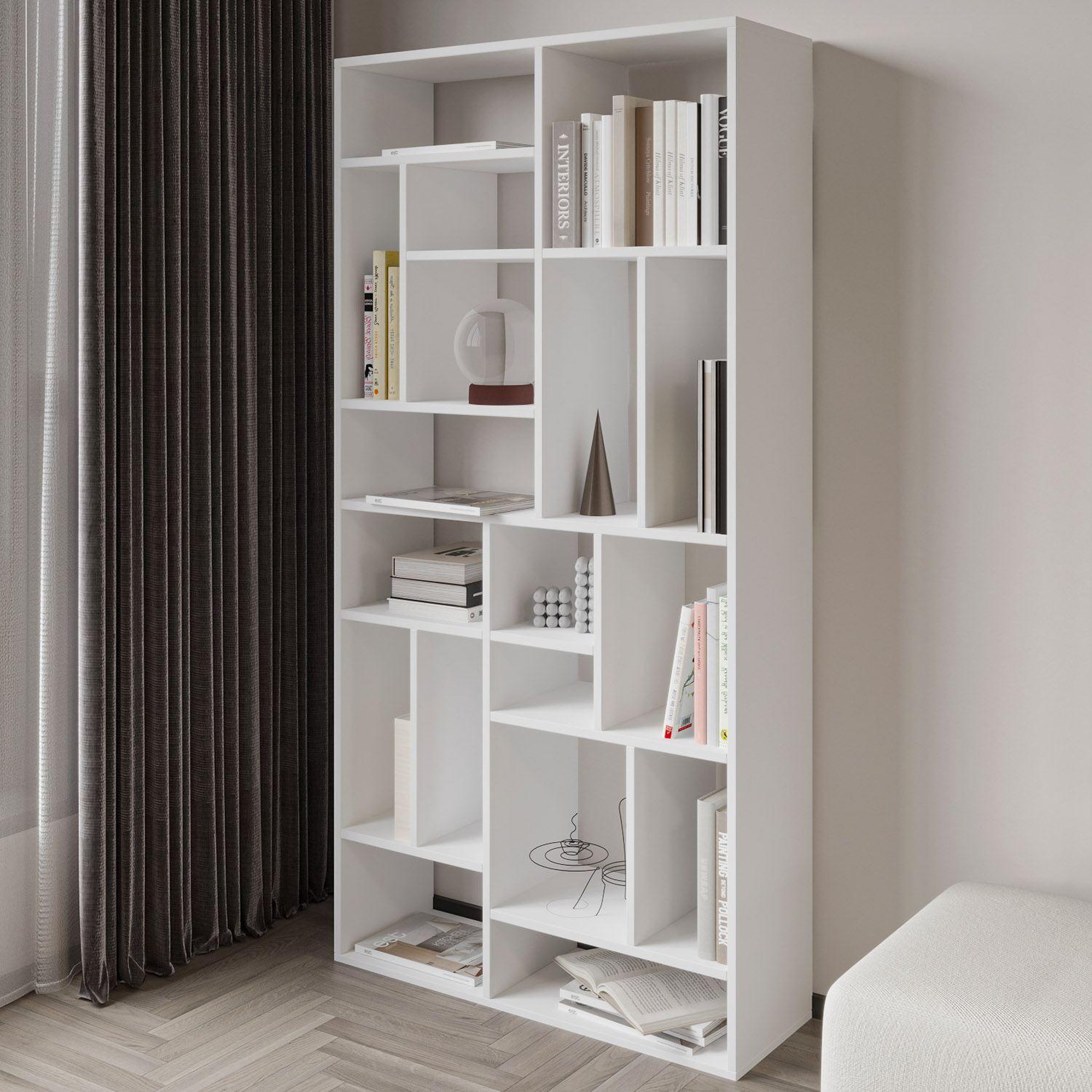 Voir la diapositive 4 : Habitat et Jardin Bibliothèque en bois  nicola  - 90 x 30 x 180 cm - blanc