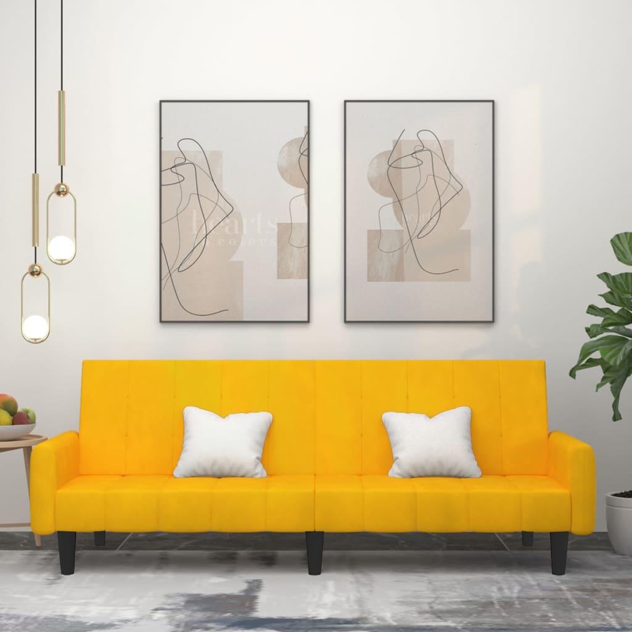 VIDAXL Canape-lit 2 places jaune velours