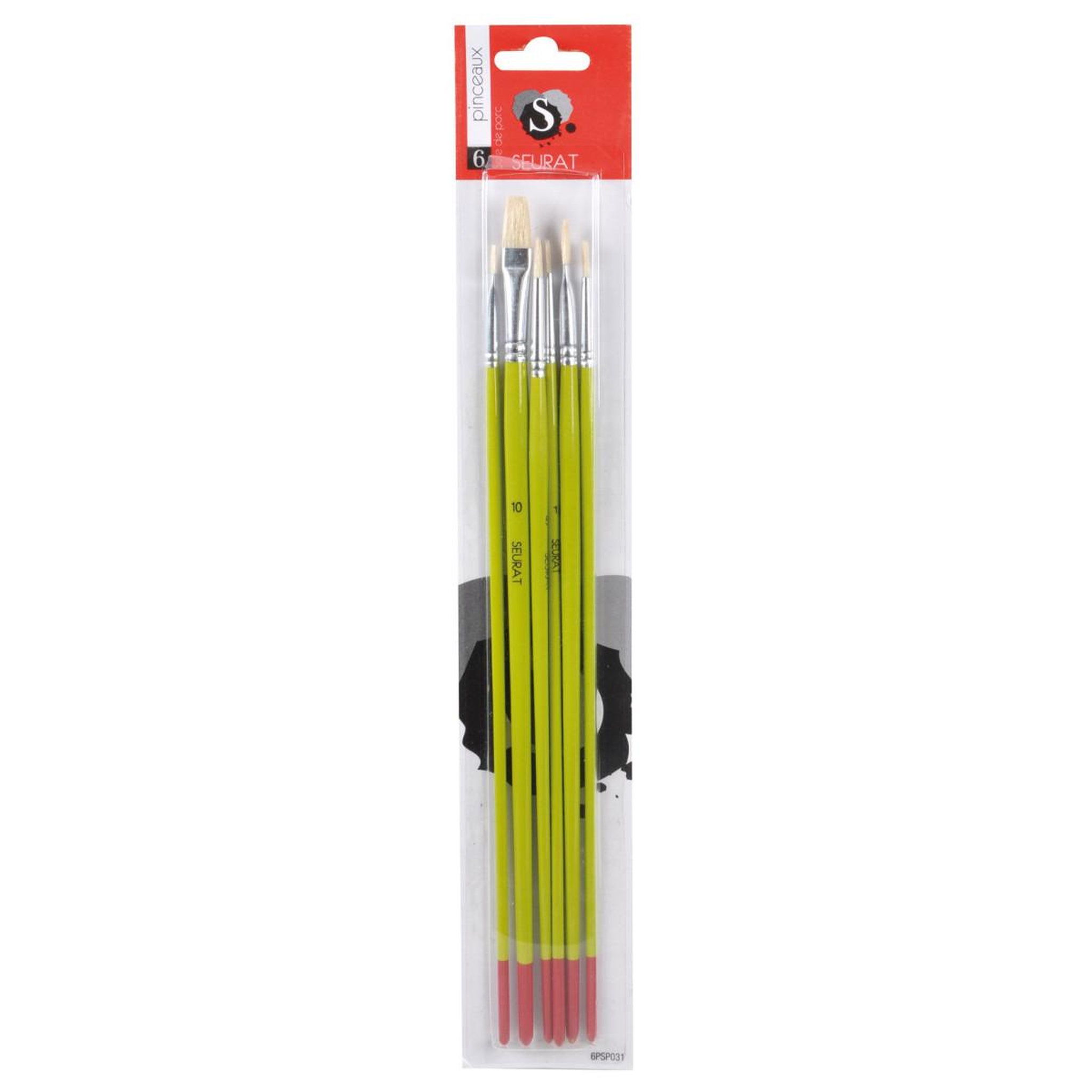 HOMEA Lot de 6 Pinceaux de Peinture  Degas  20cm Vert