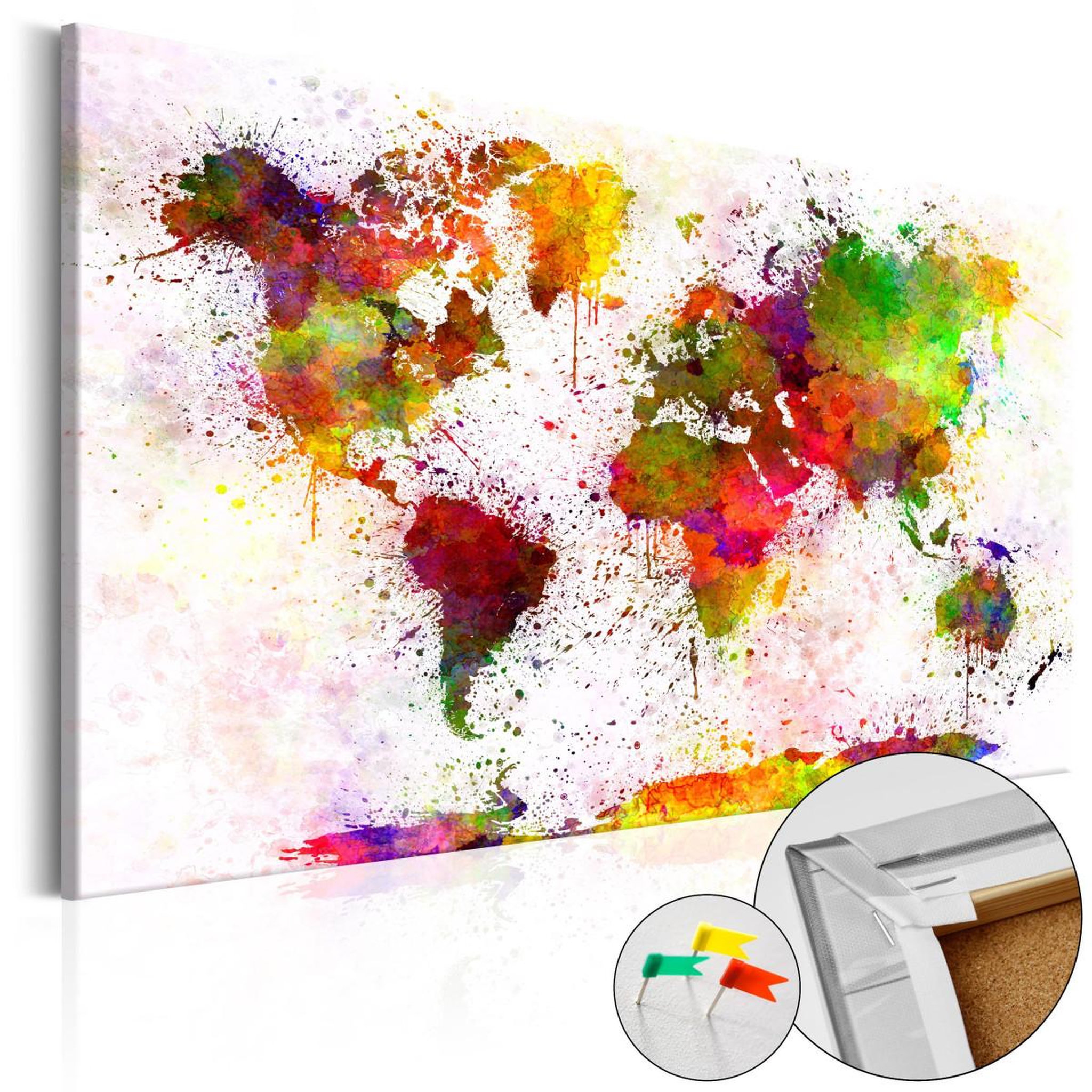 Paris Prix Tableau en liège  carte du monde - artistic world. Coloris disponibles : Multicolore