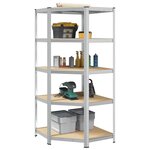 VIDAXL Etagere d'angle a 5 niveaux Argente Acier et bois d'ingenierie