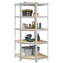 Voir la diapositive 1 : VIDAXL Etagere d'angle a 5 niveaux Argente Acier et bois d'ingenierie