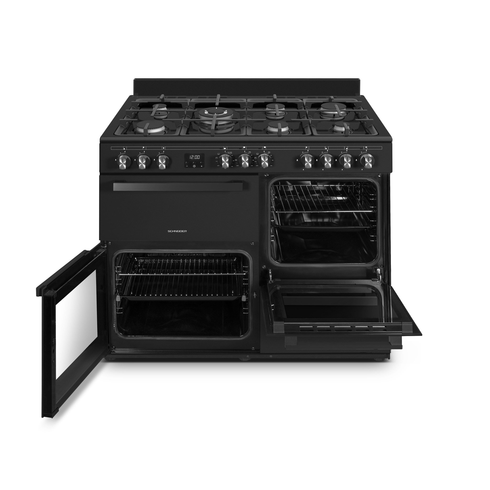 Voir la diapositive 4 : SCHNEIDER Piano de cuisson 7 feux Black mat - SCPG71MF-BM