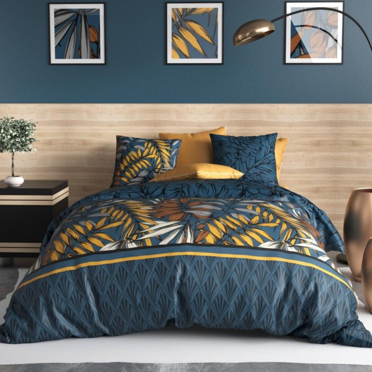 ATELIER DU COTON Housse de couette 260x240 SALVA + 2 taies coton 57 fils