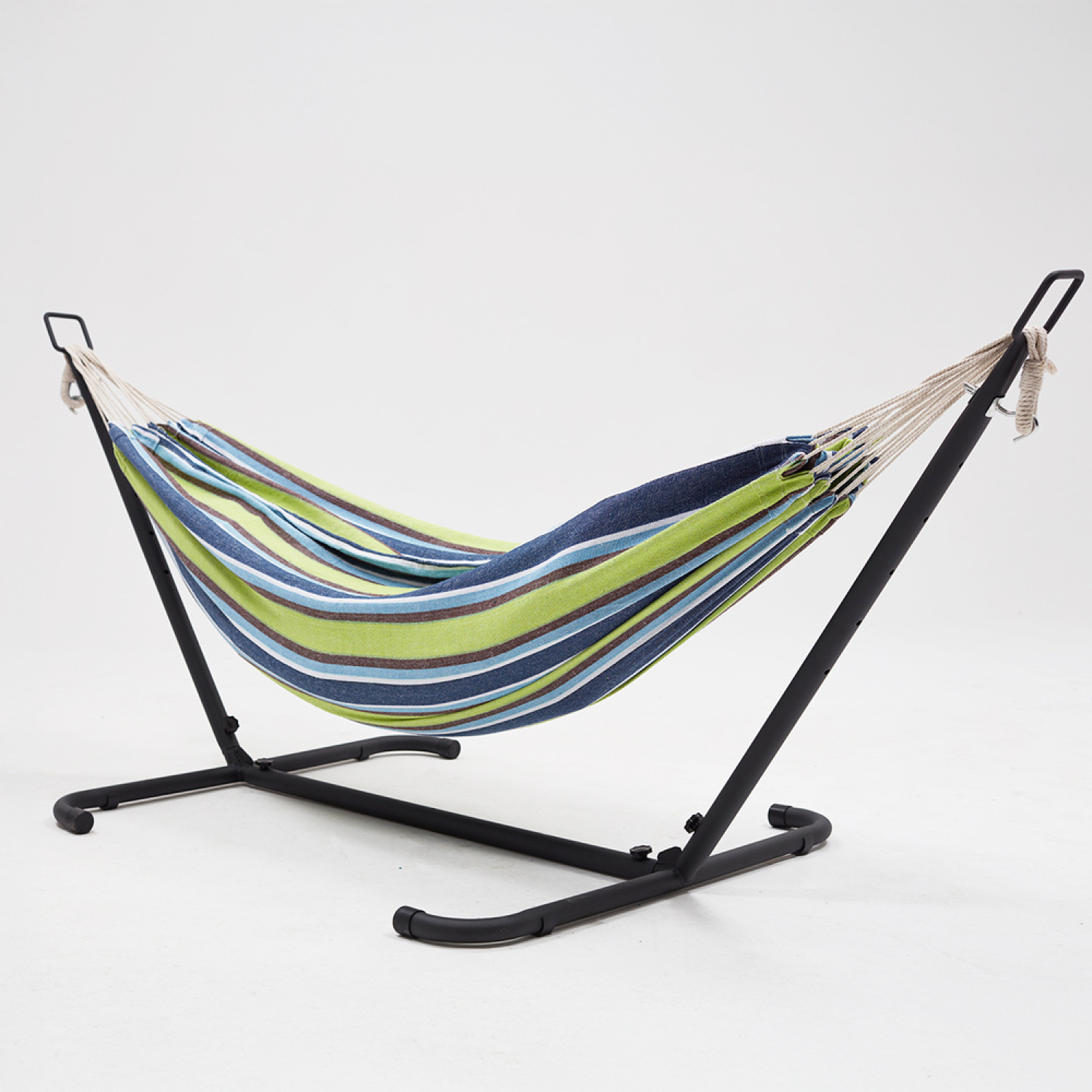 CONCEPT USINE Hamac sur pied 26 m avec toile en polyester bleu et vert copacabana