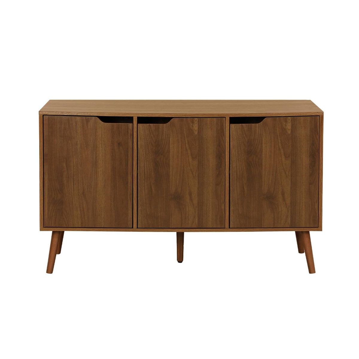 SWEEEK Buffet de rangement effet bois de noyer 3 portes et 3 étagères.  buffet bas. 120cm