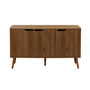 Voir la diapositive 2 : SWEEEK Buffet de rangement effet bois de noyer 3 portes et 3 étagères.  buffet bas. 120cm