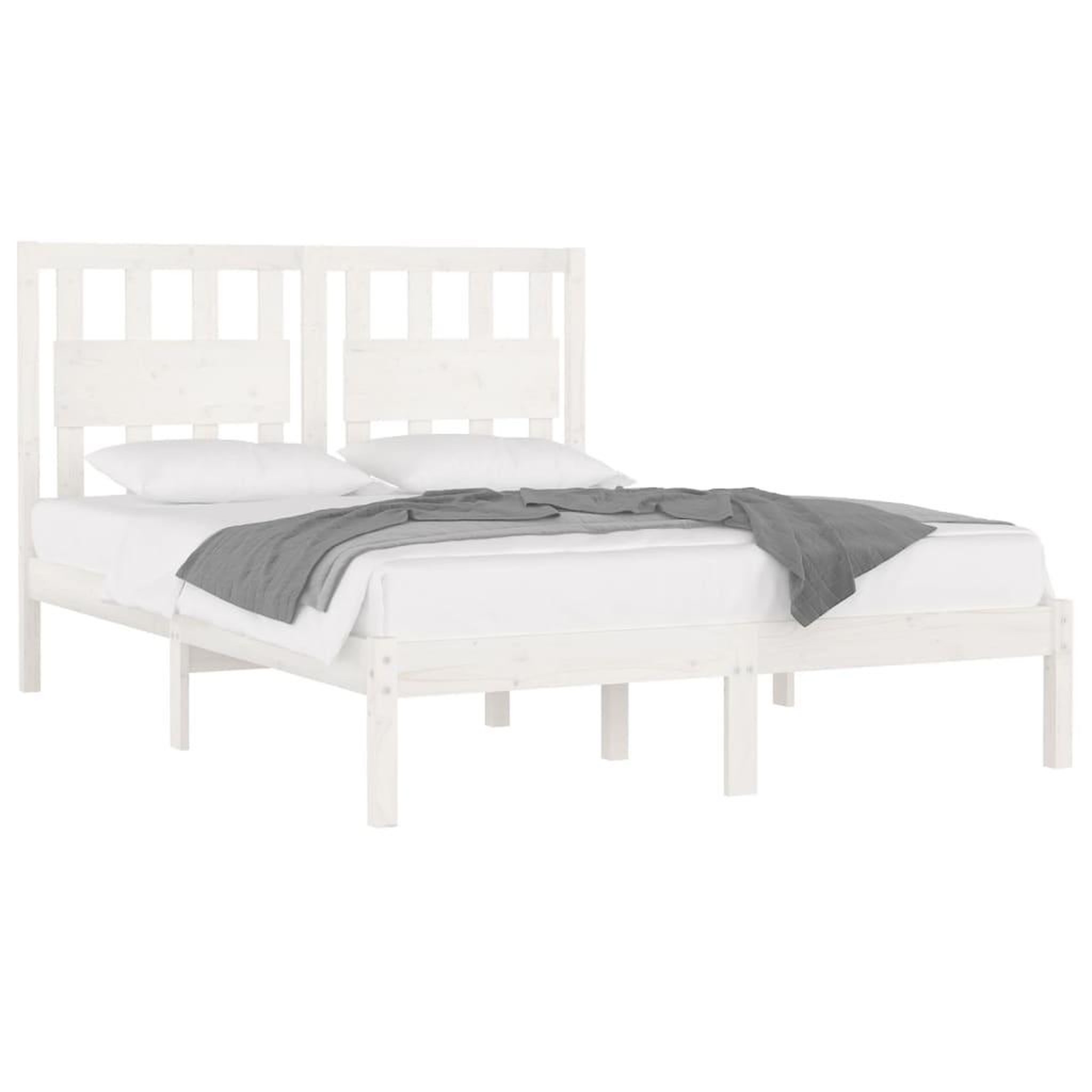 Voir la diapositive 3 : VIDAXL Cadre de lit sans matelas blanc bois massif 120x200 cm