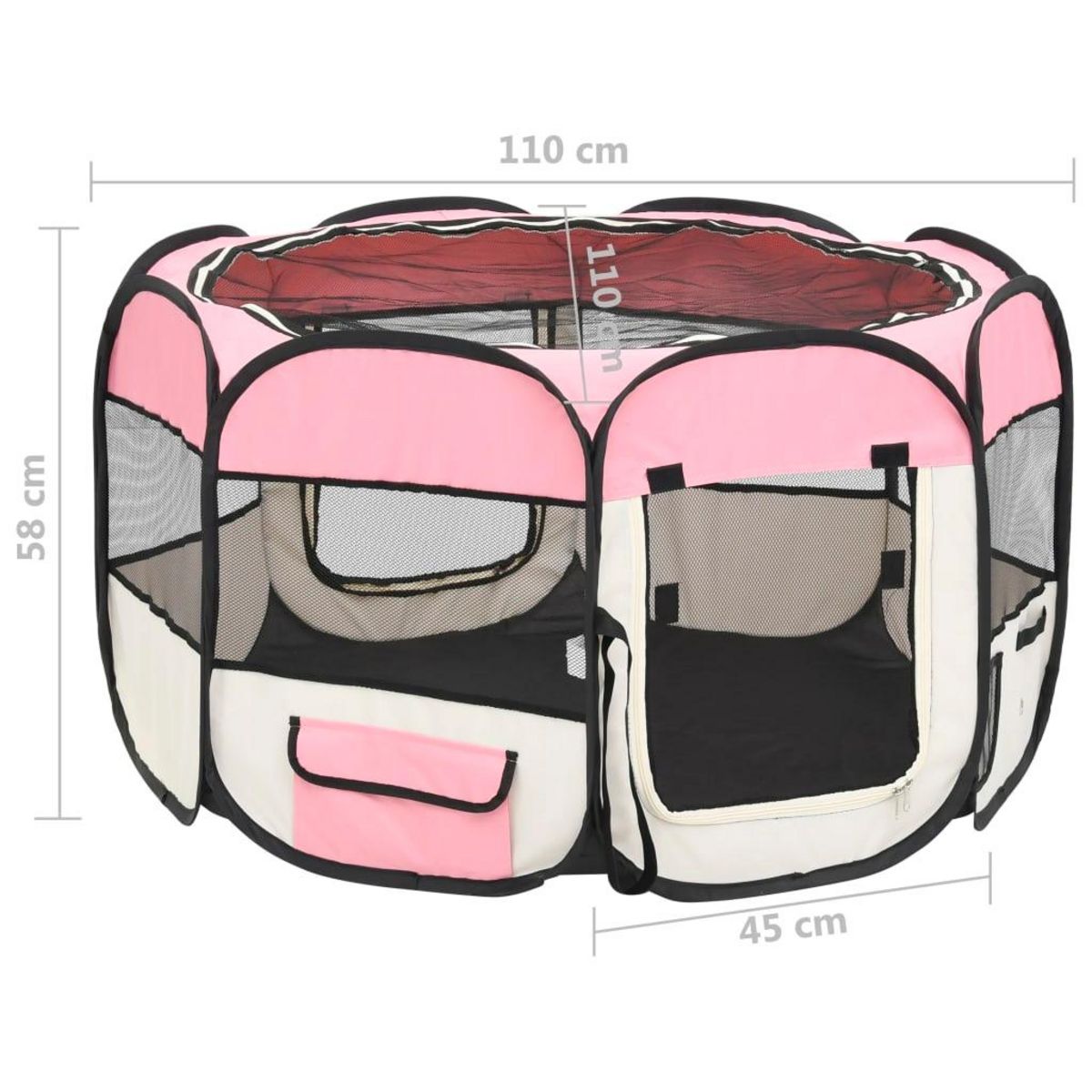 VIDAXL Parc pliable pour chien avec sac de transport Rose 110x110x58cm