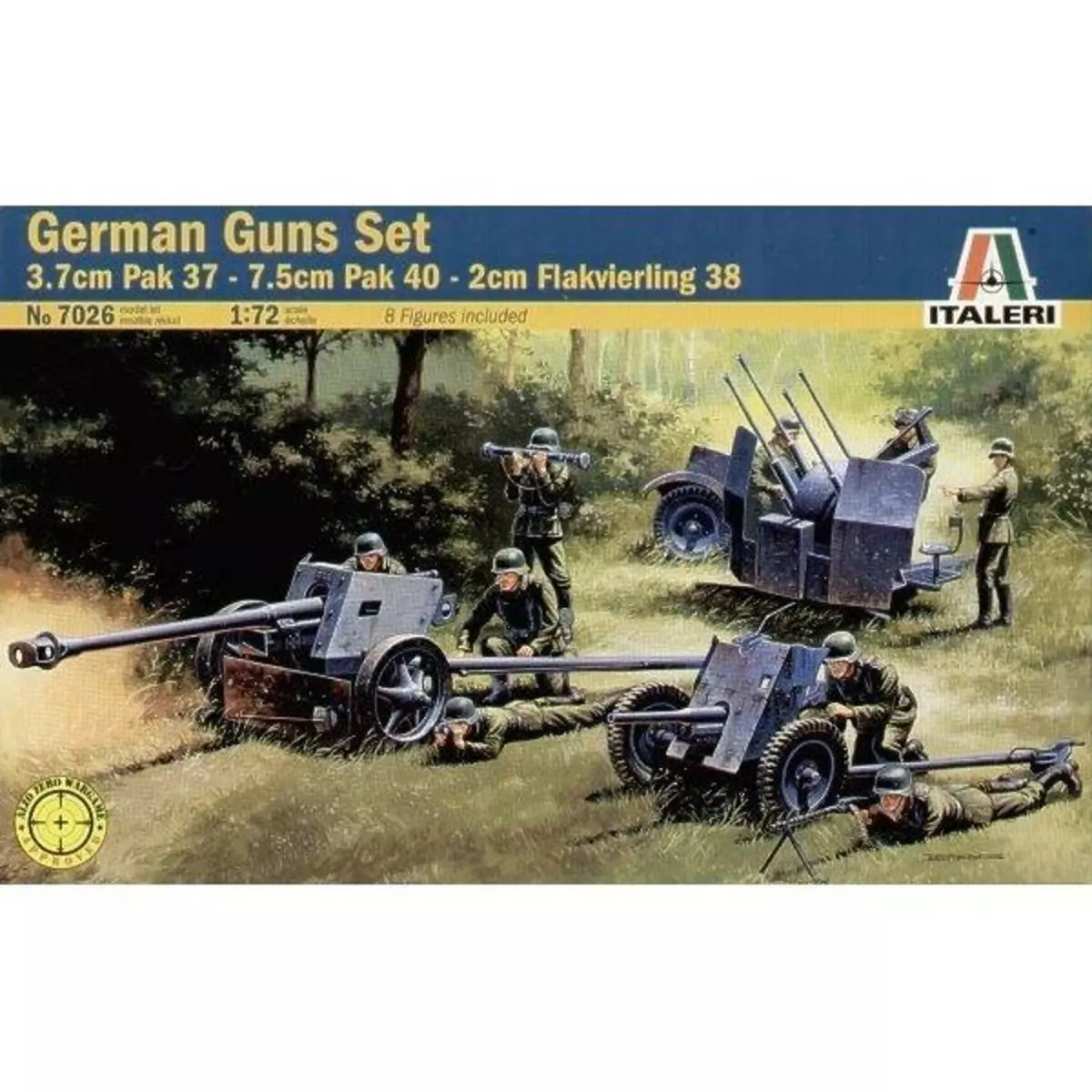 Italeri Maquettes canons allemands : Pak 37 / Pak 40 / Flakvierling 38 avec figurines