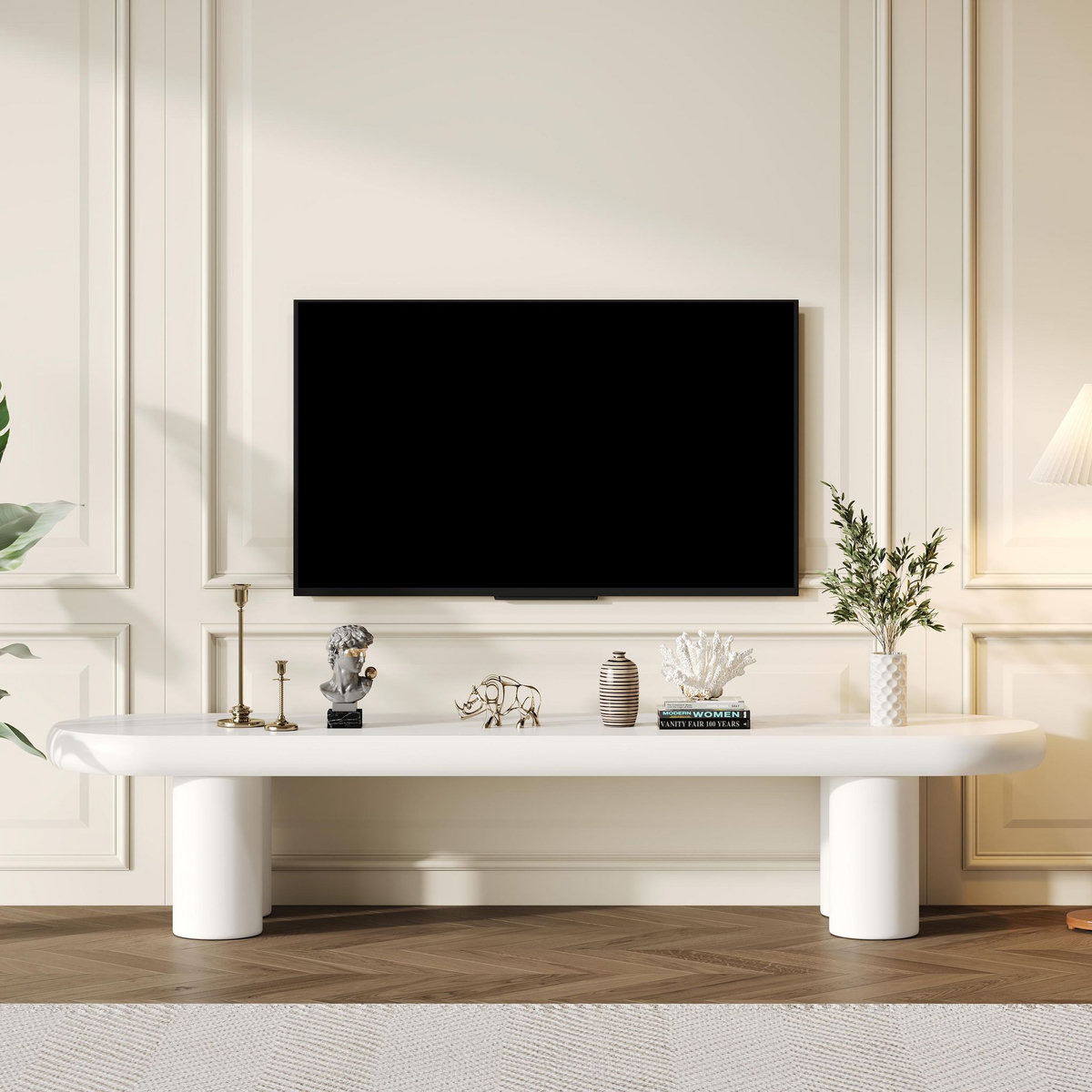 MERAX Table basse ovale blanc - 40x160 cm mdf