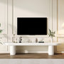Voir la diapositive 4 : MERAX Table basse ovale blanc - 40x160 cm mdf