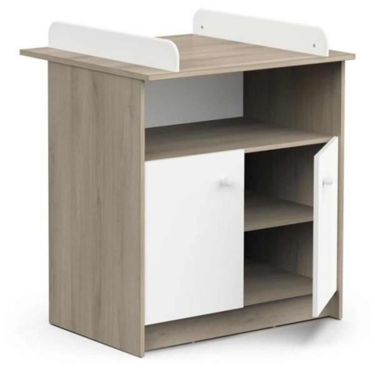Demeyere Commode a langer 2 portes, 1 niche - HELICIA - Blanc mat & Chene kronberg - 79,6 x 70 x 94,4 cm - DEMEYERE
