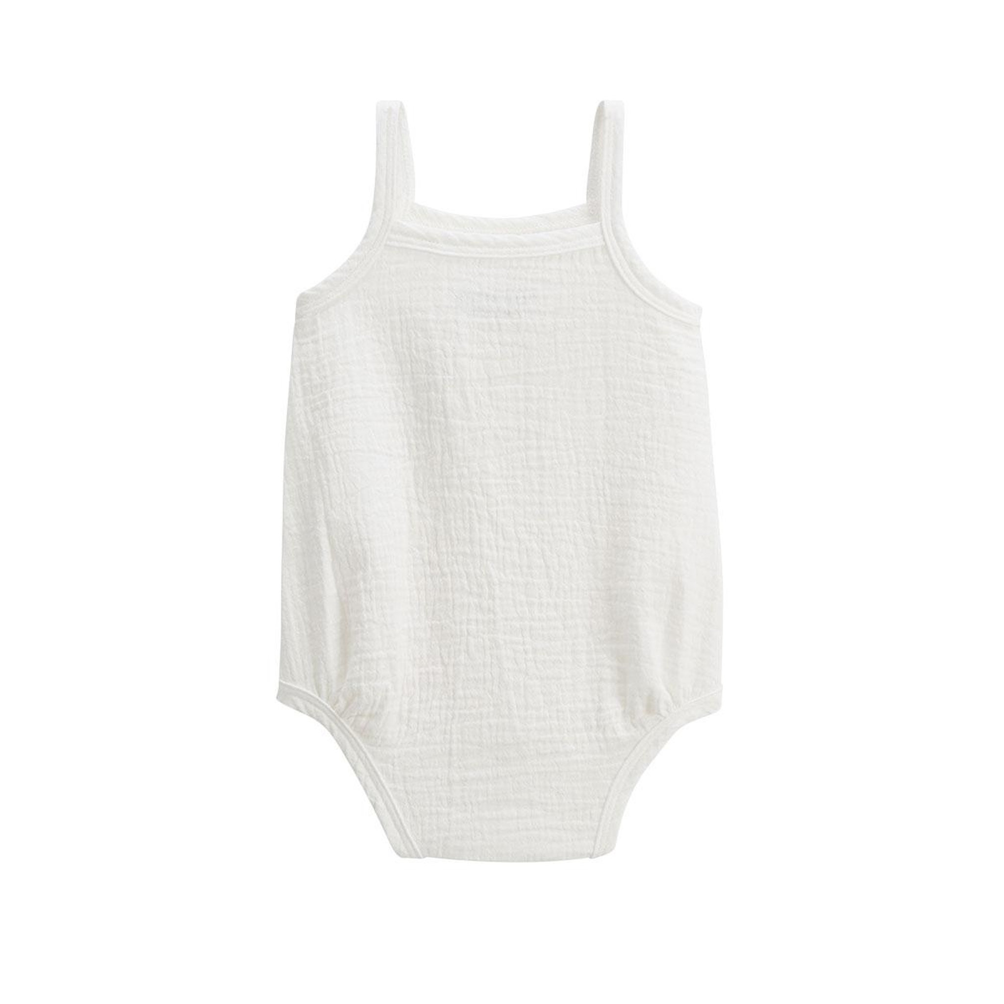 Voir la diapositive 4 : Petit Béguin Lot de 2 barboteuses bloomer bébé en gaze de coton praline