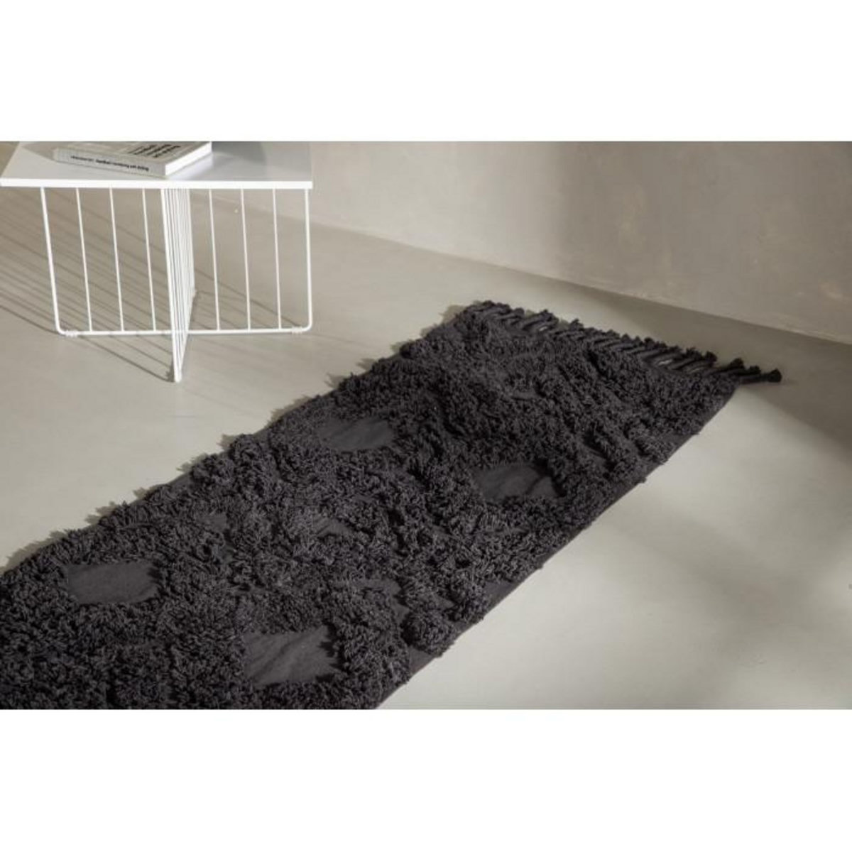 Paris Prix Tapis de Couloir Tufté  Hilma  70x200cm Gris Foncé