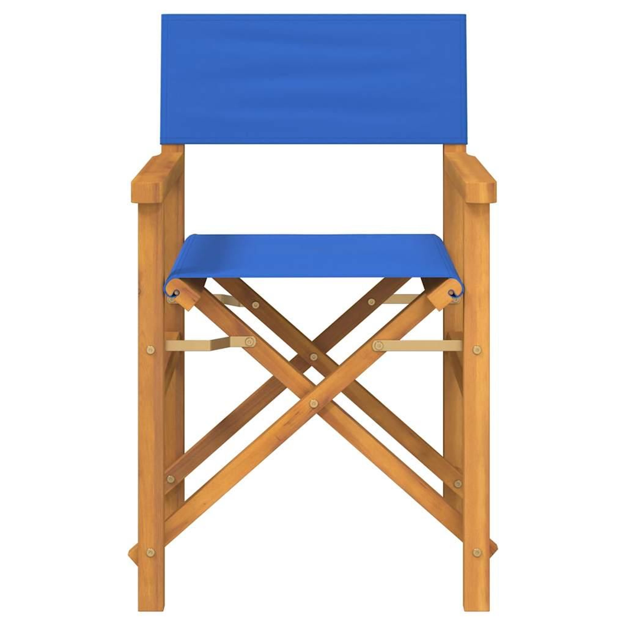 Voir la diapositive 3 : VIDAXL Chaise de metteur en scene pliante bleu bois teck massif