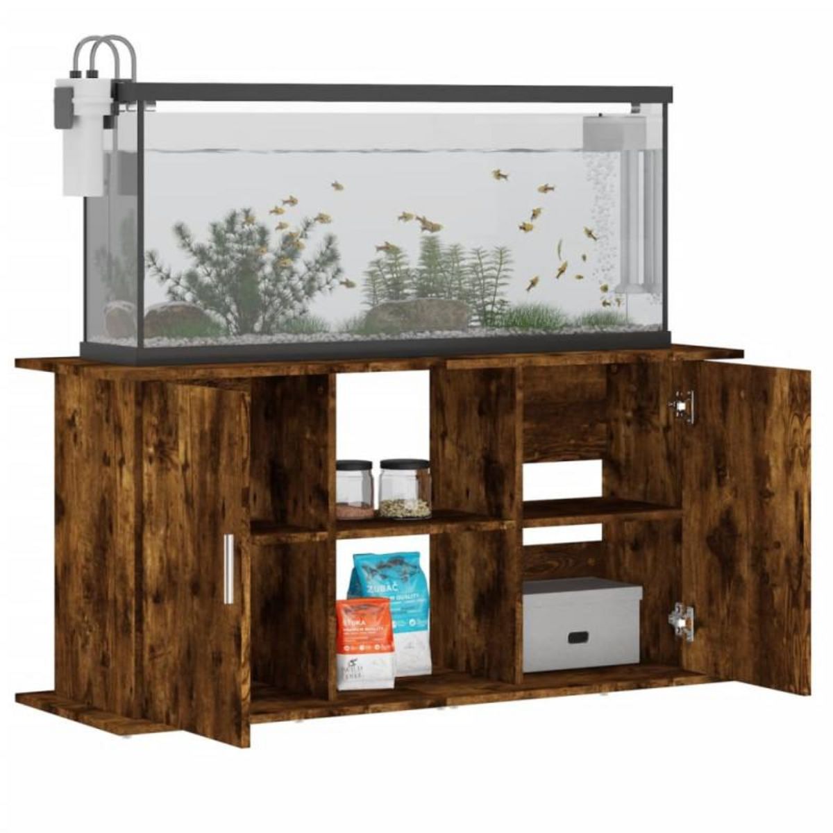 VIDAXL Support pour aquarium chêne fumé 121x41x58 cm bois d ingénierie