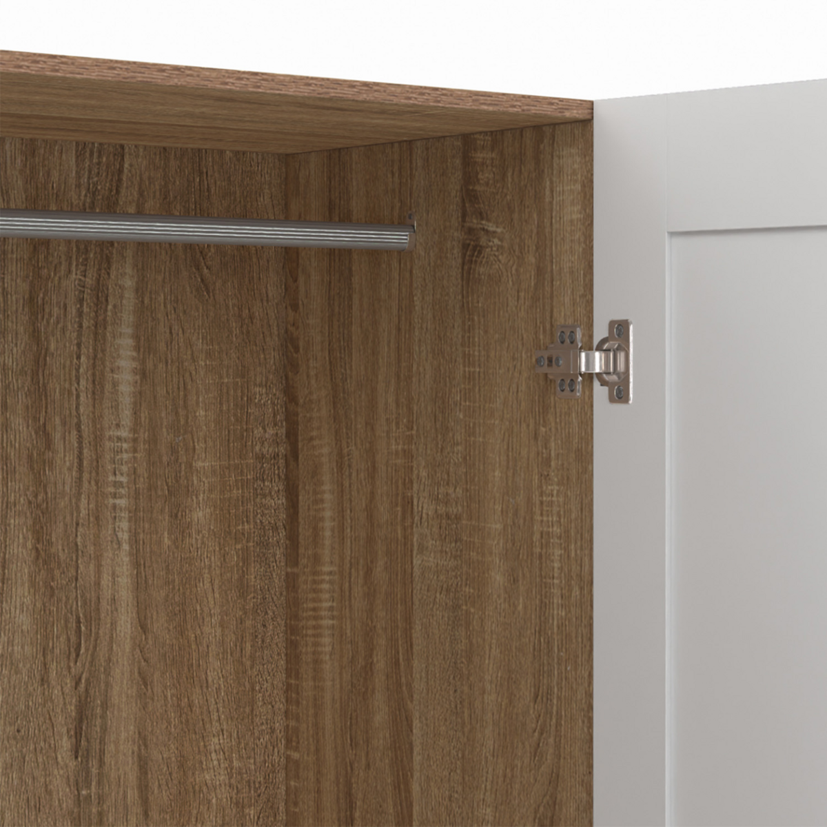 ID MARKET Armoire 2 portes VITO blanc et bois penderie 80 cm avec étagères rangement maxi capacité