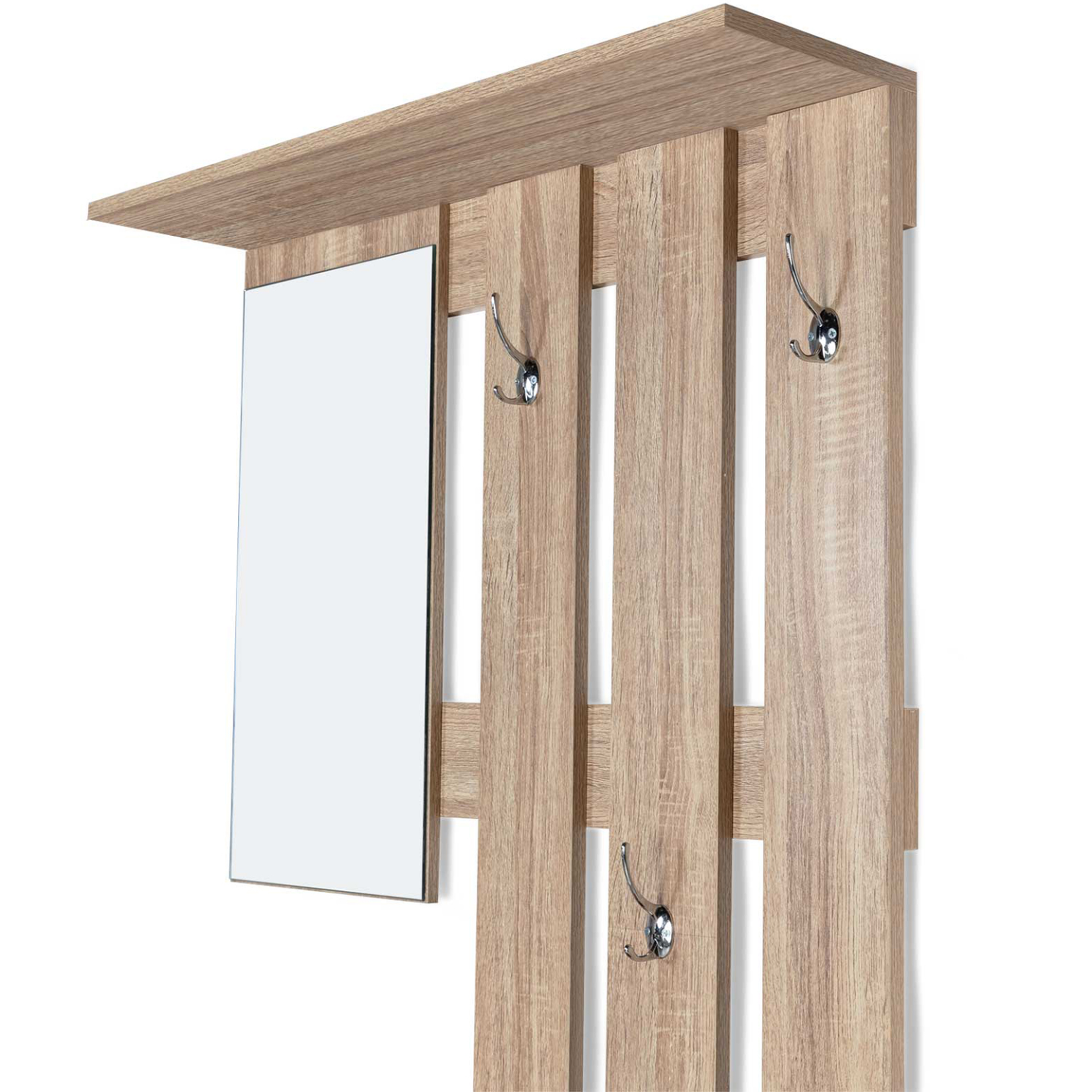 Voir la diapositive 3 : ID MARKET Vestiaire d'entrée avec miroir paulin design hêtre portes blanches