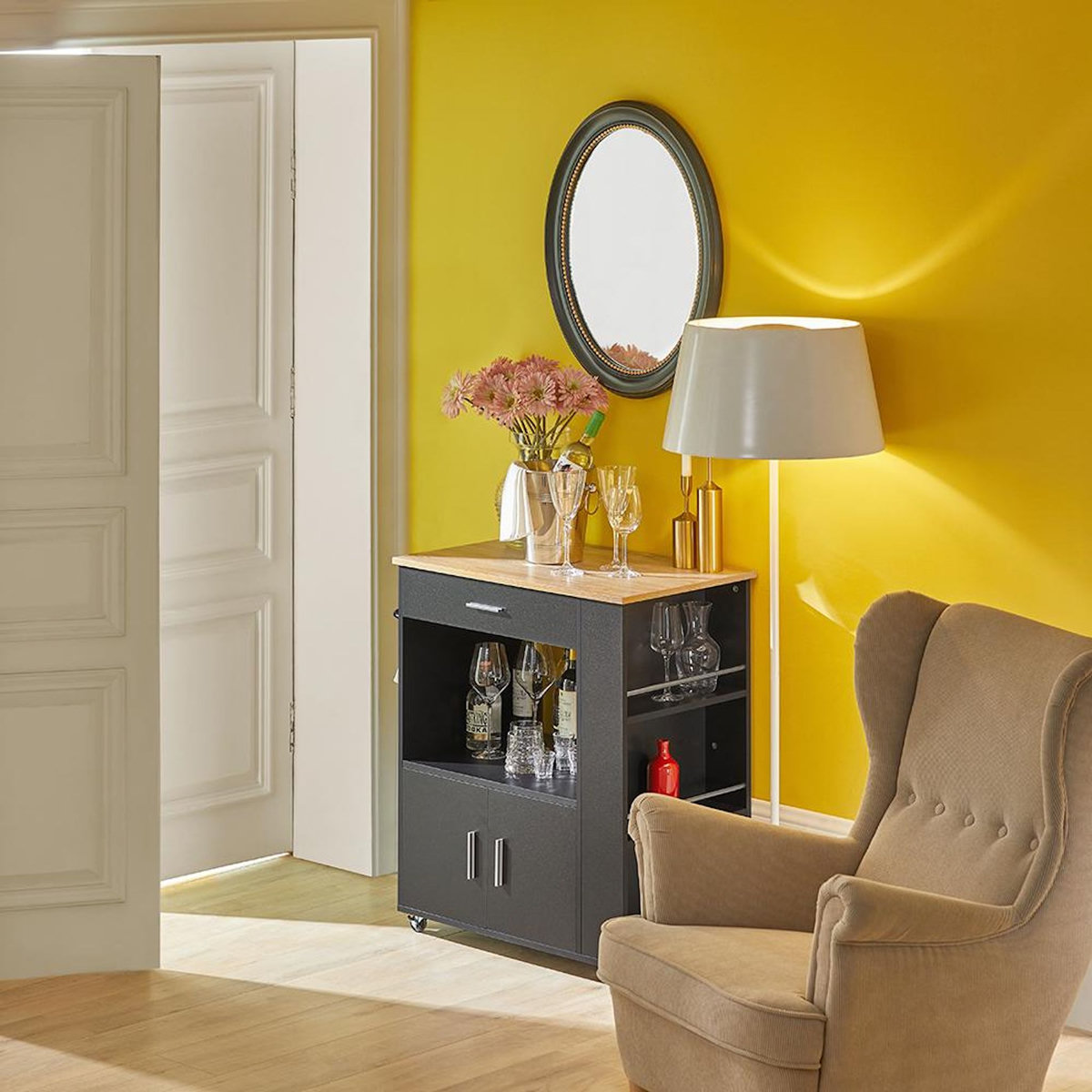 SOBUY SoBuy - Chariot De Cuisine à un tiroir - Moderne - FKW113