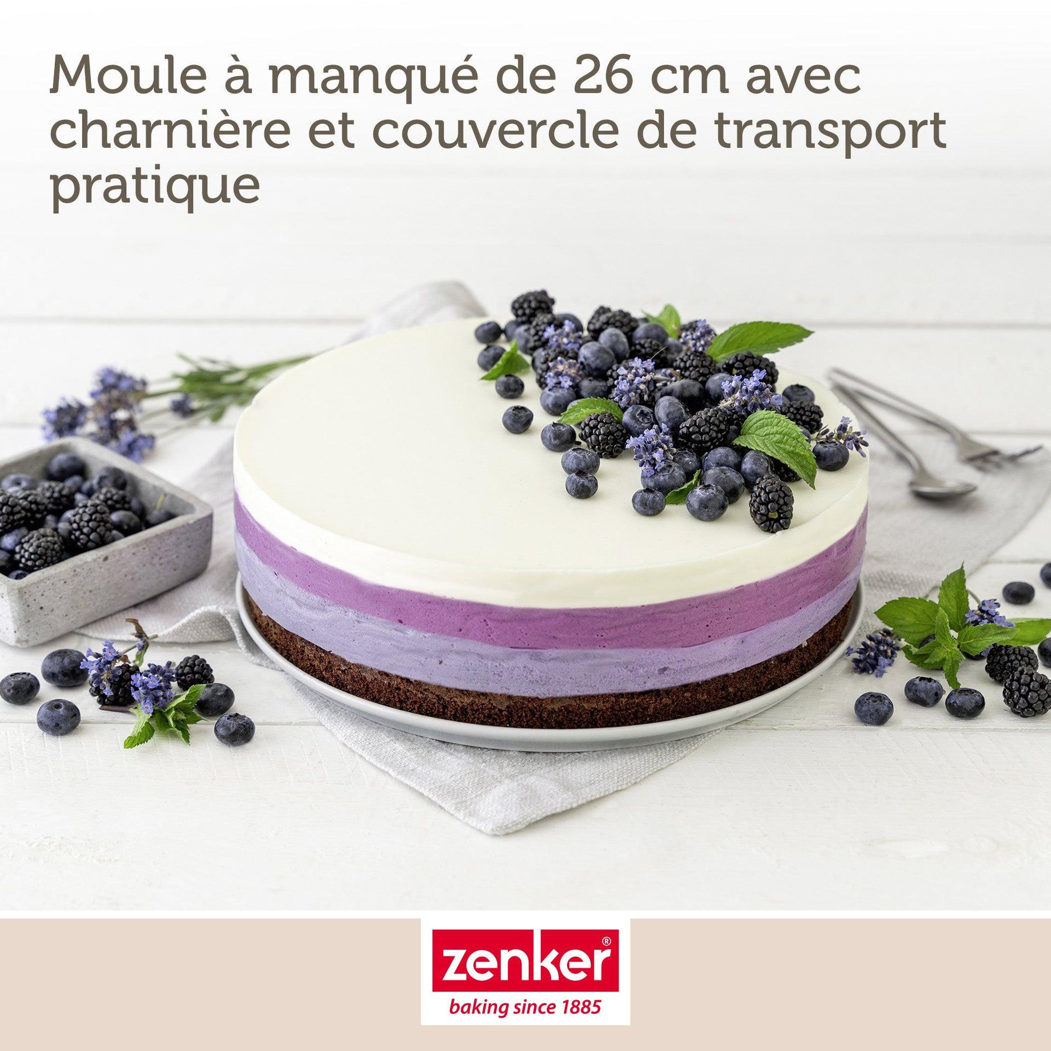 Voir la diapositive 4 : ZENKER Moule à manqué à charnière 26 cm avec couvercle de transport zenker pure